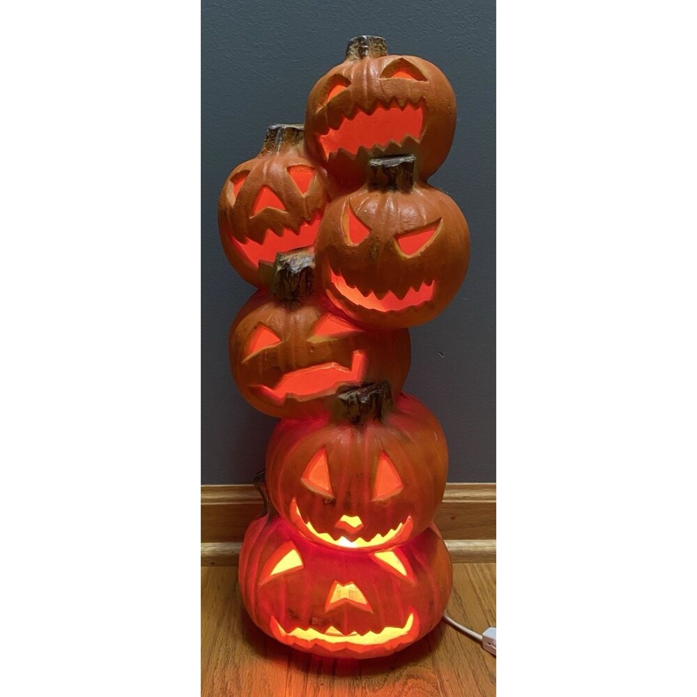 Vintage Trendmasters Halloween Totem Stacked Pumpkin Blow Mold 19" 1993 Works